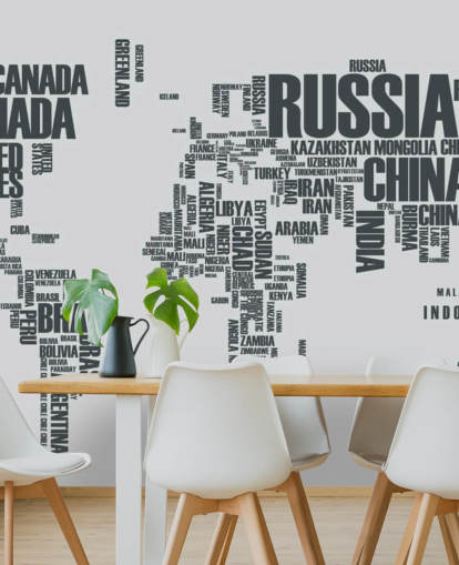 Papel de parede do mural World Map Word Cloud