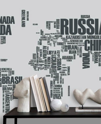World Map Word Cloud Mural Wallpaper World Map Word Cloud Mural Wallpaper
