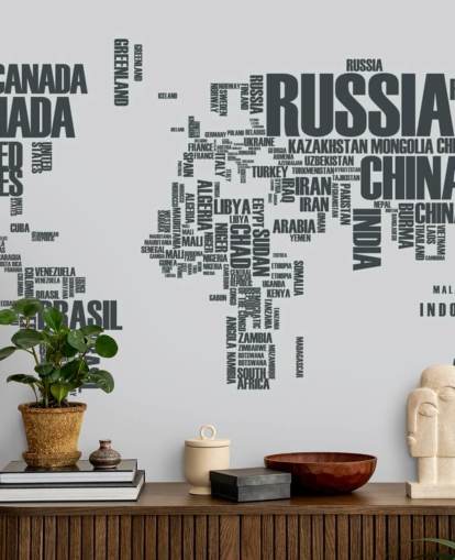 Verdenskort Word Cloud Vægmaleri Baggrund