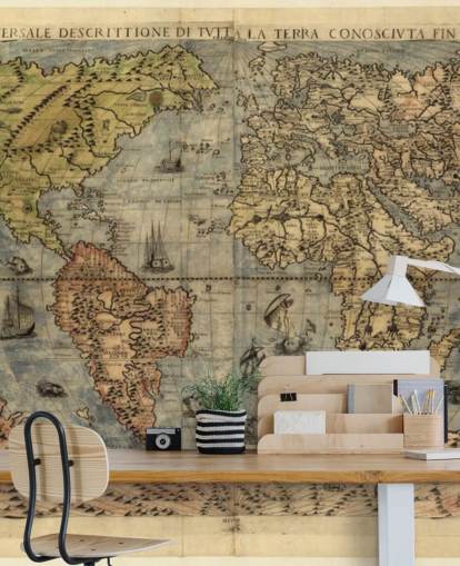 Decorazione murale con mappa del mondo antico Decorazione murale con mappa del mondo antico