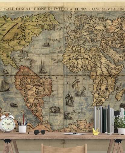 Decorazione murale con mappa del mondo antico Decorazione murale con mappa del mondo antico
