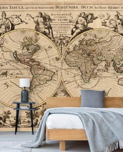 Papel pintado de pared con mapa del mundo vintage