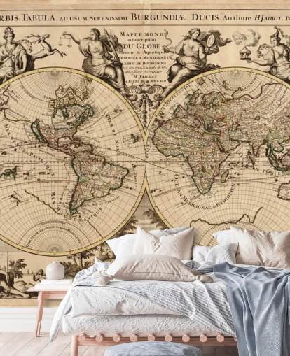 Papel pintado de pared con mapa del mundo vintage