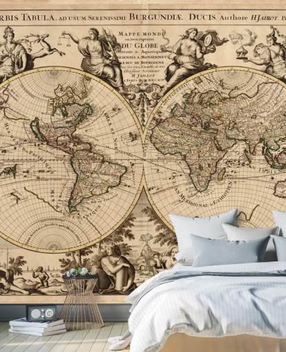 Vintage World Map Wall Mural Wallpaper