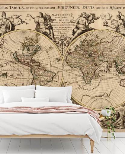 Vintage World Map Wall Mural Wallpaper