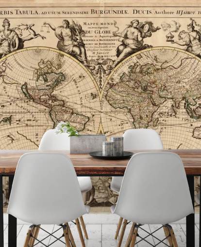 Vintage World Map Wall Mural Wallpaper