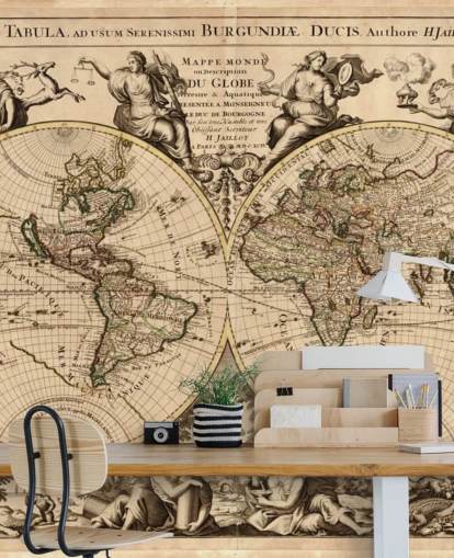 Vintage World Map Wall Mural Wallpaper