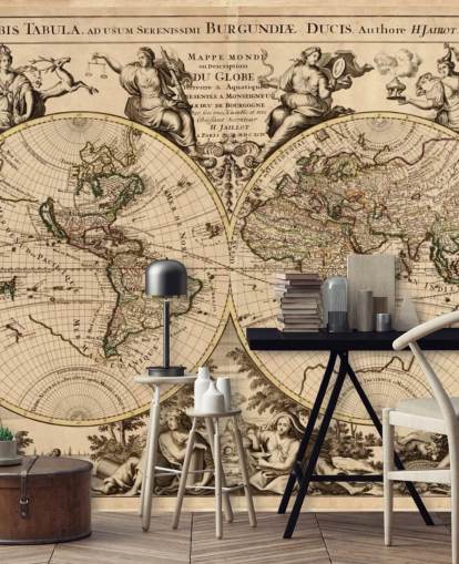 Vintage World Map Wall Mural Wallpaper