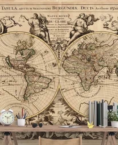 Vintage World Map Wall Mural Wallpaper