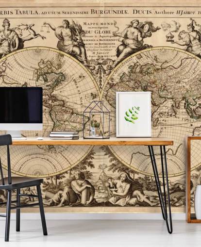 Vintage World Map Wall Mural Wallpaper