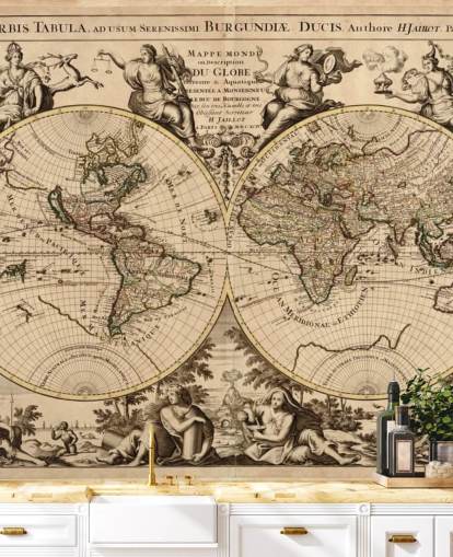 Papel pintado de pared con mapa del mundo vintage