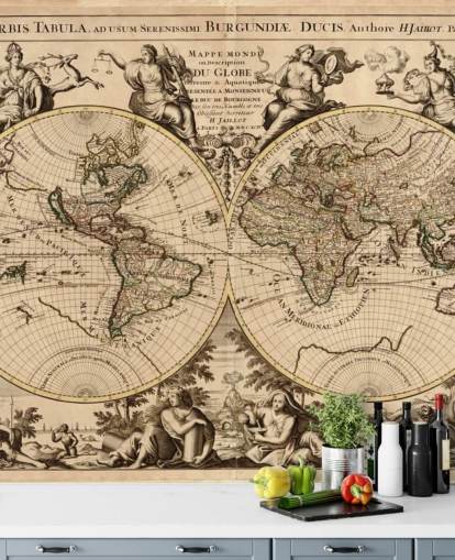 Papier peint mural vintage avec carte du monde