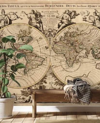 Vintage World Map Wall Mural Wallpaper