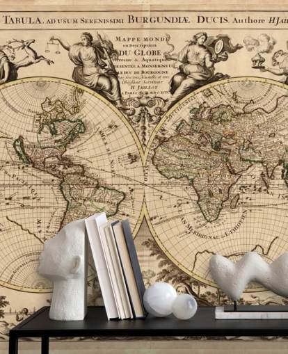 Papier peint mural vintage avec carte du monde