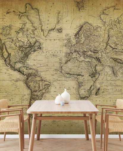 mural de papel pintado de mapa mundial personalizado de color marrón descolorido llamado Mapa vintage del siglo XIX para oficinas y dormitorios mural de papel pintado de mapa mundial personalizado de color marrón descolorido llamado Mapa vintage del siglo XIX para oficinas y dormitorios