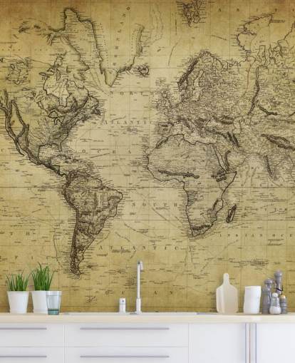 mural de papel pintado de mapa mundial personalizado de color marrón descolorido llamado Mapa vintage del siglo XIX para oficinas y dormitorios mural de papel pintado de mapa mundial personalizado de color marrón descolorido llamado Mapa vintage del siglo XIX para oficinas y dormitorios