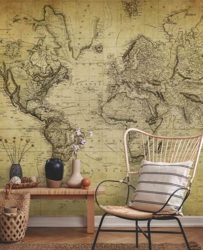 falmet brunt brugerdefineret verdenskort tapetmaleri kaldet 19th Century Vintage Map til kontorer og soveværelser falmet brunt brugerdefineret verdenskort tapetmaleri kaldet 19th Century Vintage Map til kontorer og soveværelser