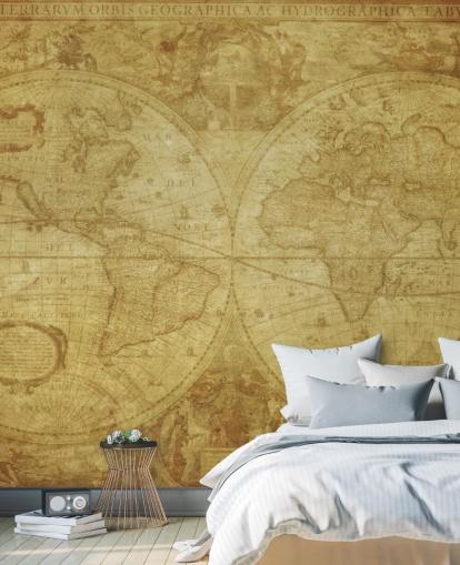 Papel pintado de mapa del mundo vintage Papel pintado de mapa del mundo vintage