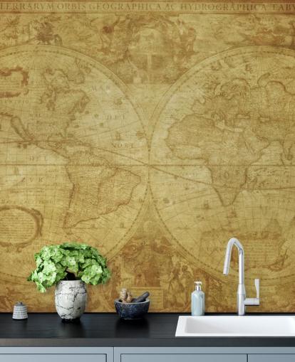 Papel pintado de mapa del mundo vintage