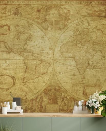 Vintage wereldkaart behang Vintage wereldkaart behang