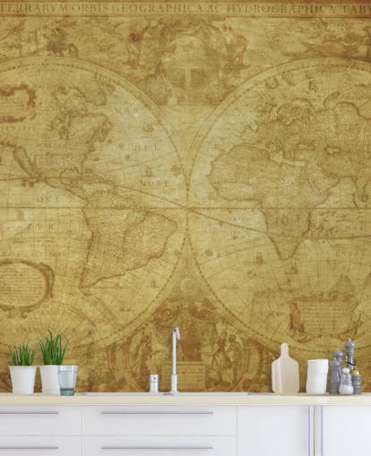 Papel pintado de mapa del mundo vintage