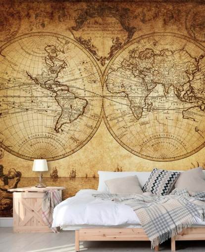 carta da parati murale marrone personalizzabile con mappa del mondo chiamata mappa del mondo del XVIII secolo per soggiorno carta da parati murale marrone personalizzabile con mappa del mondo chiamata mappa del mondo del XVIII secolo per soggiorno