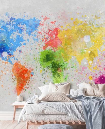 tilpasset verdenskart tapet veggmaleri kalt World Map Painting for kontorer og skoler