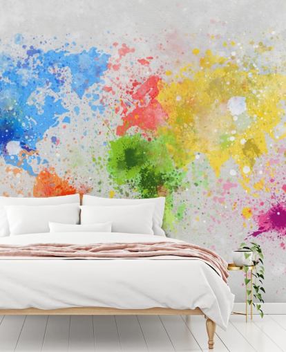 custom world map wallpaper mural called World Map Painting for offices and schools