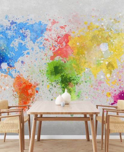 custom world map wallpaper mural called World Map Painting for offices and schools
