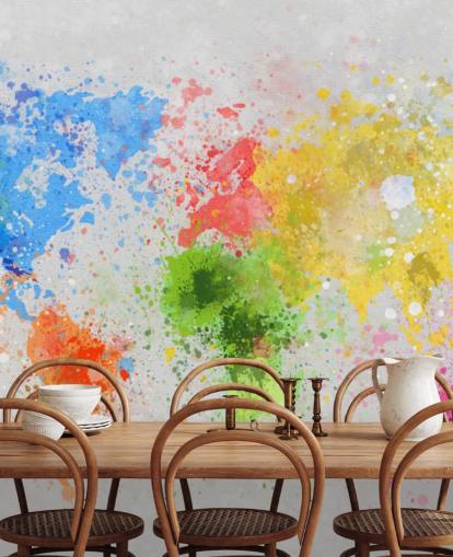 custom world map wallpaper mural called World Map Painting for offices and schools