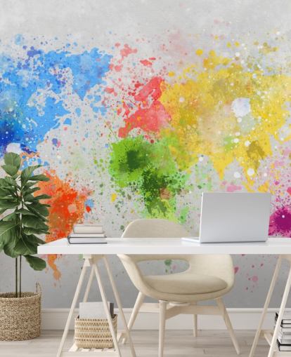 op maat gemaakte wereldkaart behangmuurschildering genaamd World Map Painting voor kantoren en scholen