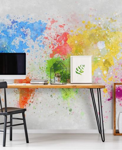 custom world map wallpaper mural called World Map Painting for offices and schools