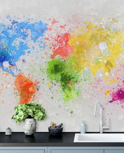 benutzerdefiniertes Weltkarten-Tapeten-Wandbild namens World Map Painting für Büros und Schulen benutzerdefiniertes Weltkarten-Tapeten-Wandbild namens World Map Painting für Büros und Schulen