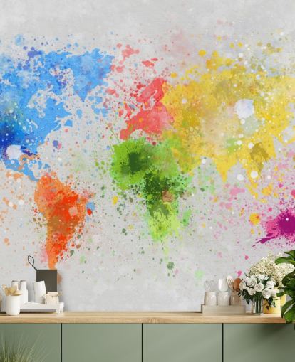 papier peint mural personnalisé de carte du monde appelé World Map Painting pour les bureaux et les écoles papier peint mural personnalisé de carte du monde appelé World Map Painting pour les bureaux et les écoles
