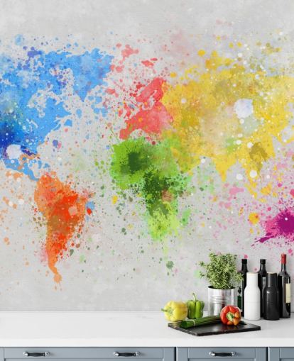 tilpasset verdenskart tapet veggmaleri kalt World Map Painting for kontorer og skoler