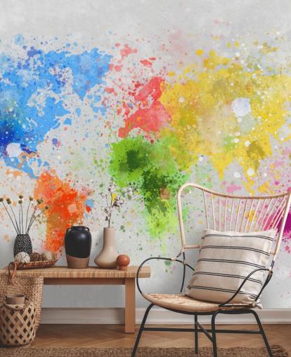 mukautettu maailmankartan taustakuvamaalaus nimeltä World Map Painting toimistoihin ja kouluihin