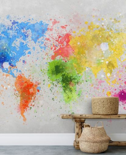 custom world map wallpaper mural called World Map Painting for offices and schools
