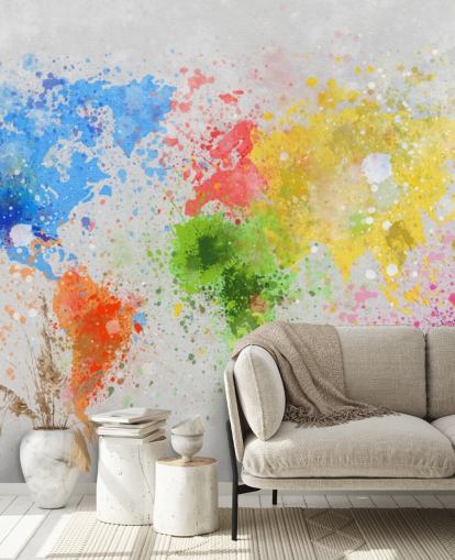 benutzerdefiniertes Weltkarten-Tapeten-Wandbild namens World Map Painting für Büros und Schulen