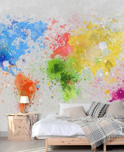custom world map wallpaper mural called World Map Painting for offices and schools