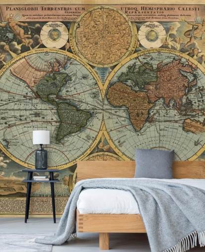 carta da parati murale con mappa del mondo in stile vintage chiamata Ancient Map per casa, uffici e camere da letto