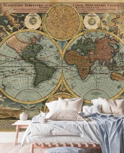 mural de papel pintado de mapa mundial de estilo vintage llamado Ancient Map para el hogar, oficinas y dormitorios