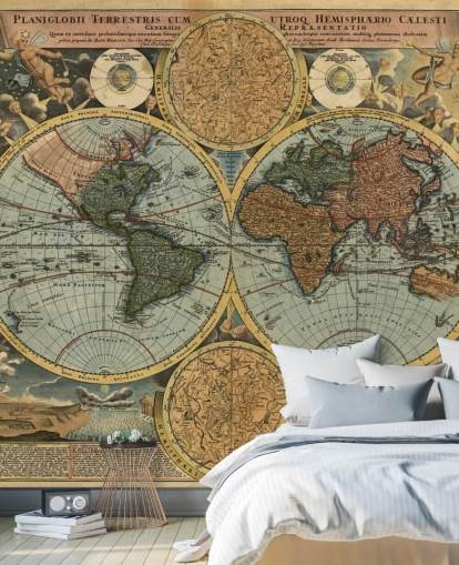 mural de papel pintado de mapa mundial de estilo vintage llamado Ancient Map para el hogar, oficinas y dormitorios mural de papel pintado de mapa mundial de estilo vintage llamado Ancient Map para el hogar, oficinas y dormitorios