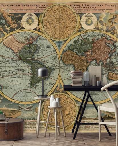 carta da parati murale con mappa del mondo in stile vintage chiamata Ancient Map per casa, uffici e camere da letto carta da parati murale con mappa del mondo in stile vintage chiamata Ancient Map per casa, uffici e camere da letto