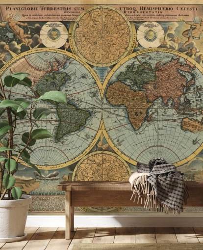 mural de papel pintado de mapa mundial de estilo vintage llamado Ancient Map para el hogar, oficinas y dormitorios mural de papel pintado de mapa mundial de estilo vintage llamado Ancient Map para el hogar, oficinas y dormitorios