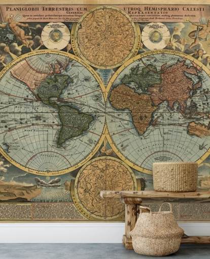 mural de papel pintado de mapa mundial de estilo vintage llamado Ancient Map para el hogar, oficinas y dormitorios