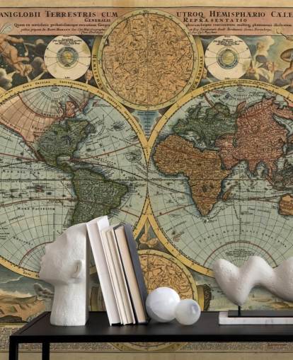 mural de papel pintado de mapa mundial de estilo vintage llamado Ancient Map para el hogar, oficinas y dormitorios