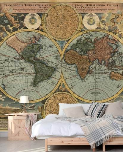carta da parati murale con mappa del mondo in stile vintage chiamata Ancient Map per casa, uffici e camere da letto