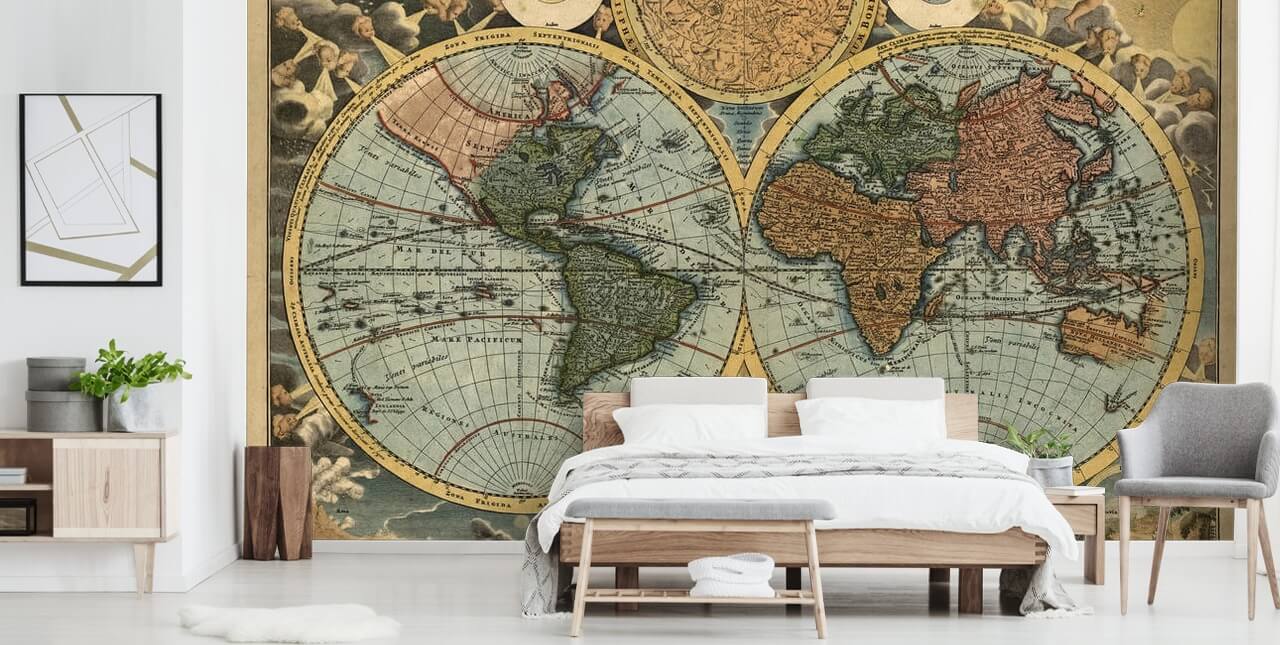 mural de papel pintado de mapa mundial de estilo vintage llamado Ancient Map para el hogar, oficinas y dormitorios