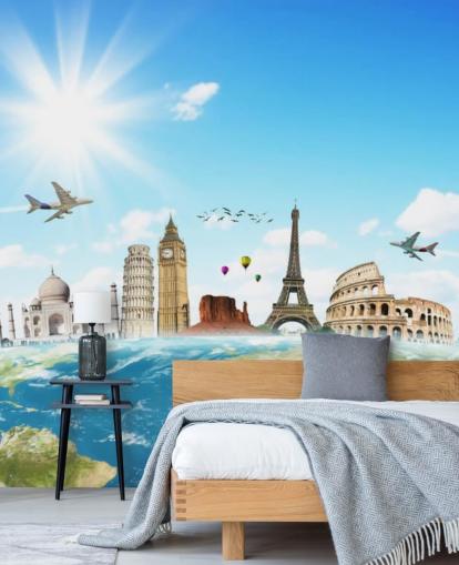 Monuments of the World skyline mural Monuments of the World skyline mural