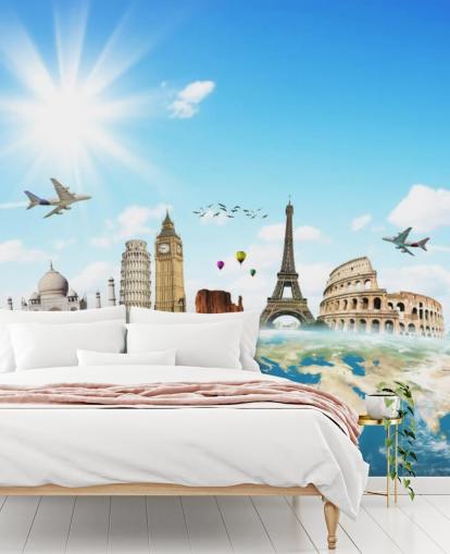 Monuments of the World skyline mural